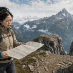 PSYCH-K®︎のデメリット⁉︎ 潜在意識の書き換えに失敗する人の特徴 山で地図を手に迷っている女性
